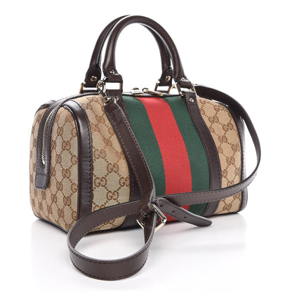 Gucci Monogram Vintage Web Small Boston Dark Brown 3 of 7