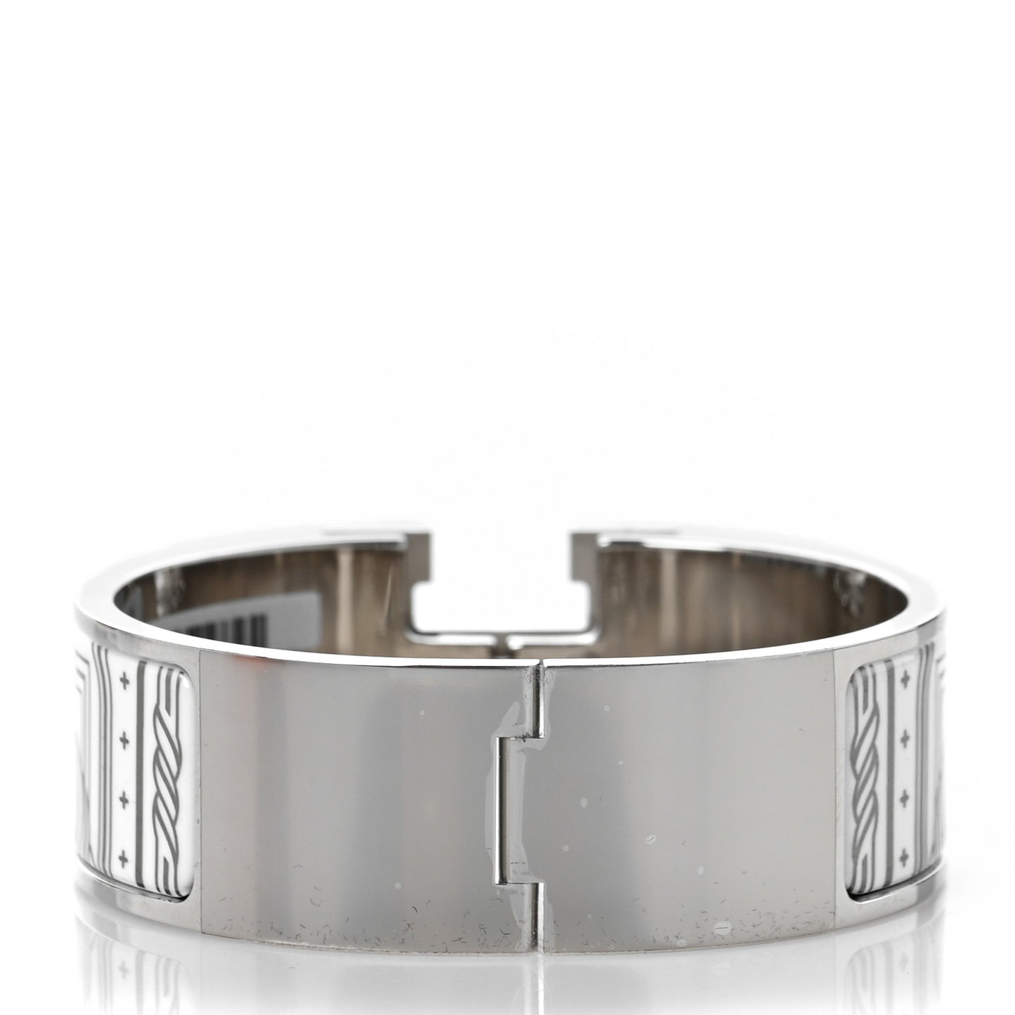 Enamel Printed Quadrige Au Fil Wide Clic Clac H Bracelet PM Or White