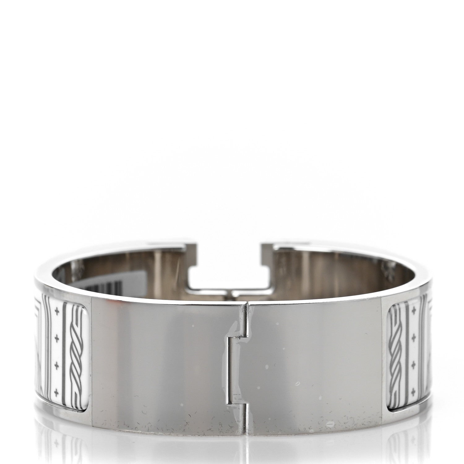Hermes Enamel Printed Quadrige Au Fil Wide Clic Clac H Bracelet PM Or White 3 of 4