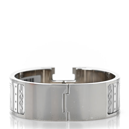 Hermes Enamel Printed Quadrige Au Fil Wide Clic Clac H Bracelet PM Or White 3 of 4