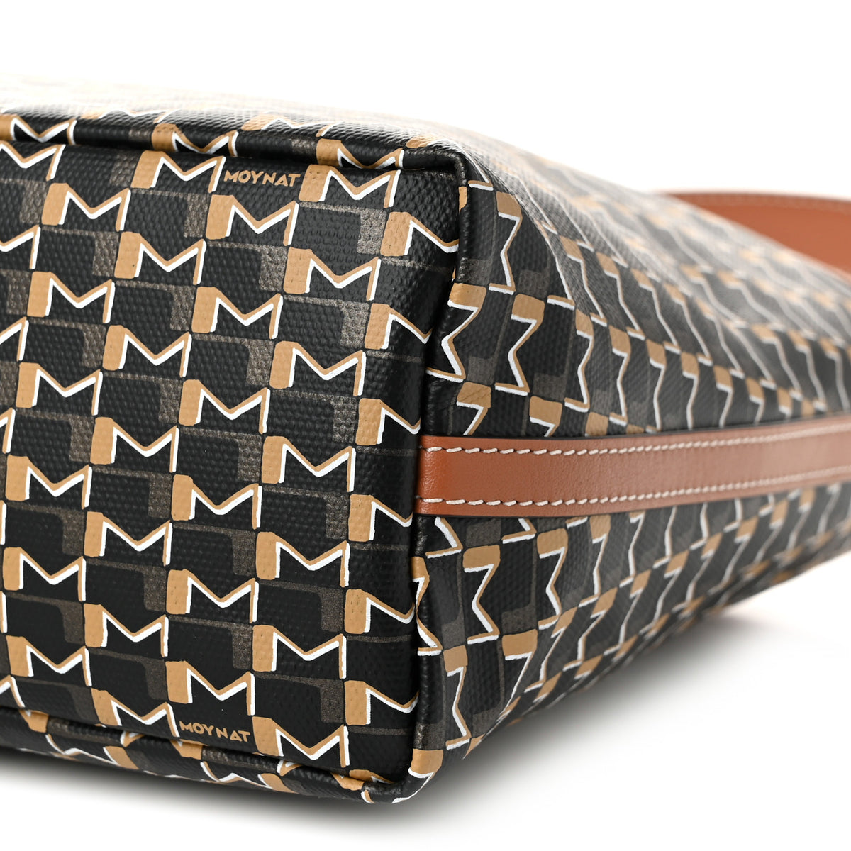 Moynat Calfskin Canvas M Mini Hobo Bag Brown 9 of 9