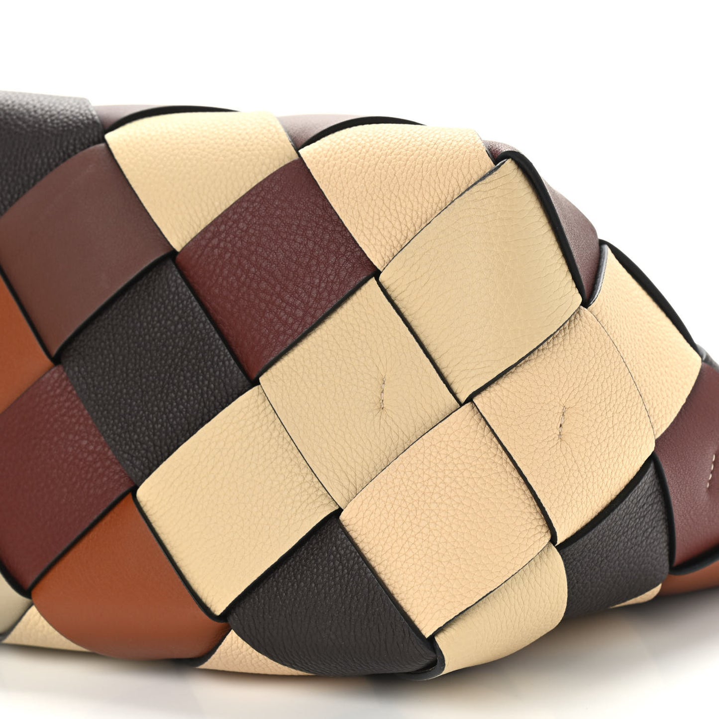 Calfskin Small Woven Basket Surplus Bag Hazelnut Camel