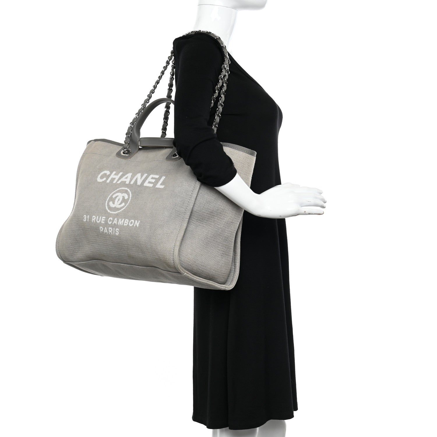 Chanel Canvas Large Deauville Tote Grey 2 of 11