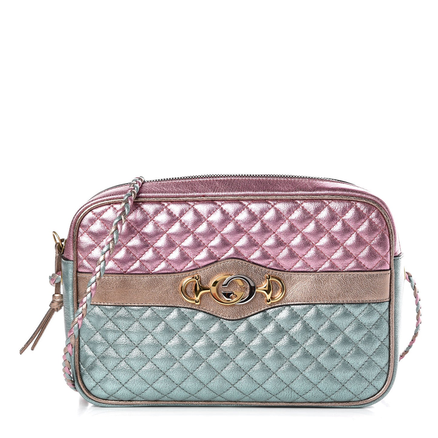 Laminated Nappa Trapuntata Small Zumi Shoulder Bag Rosa Lago Rame