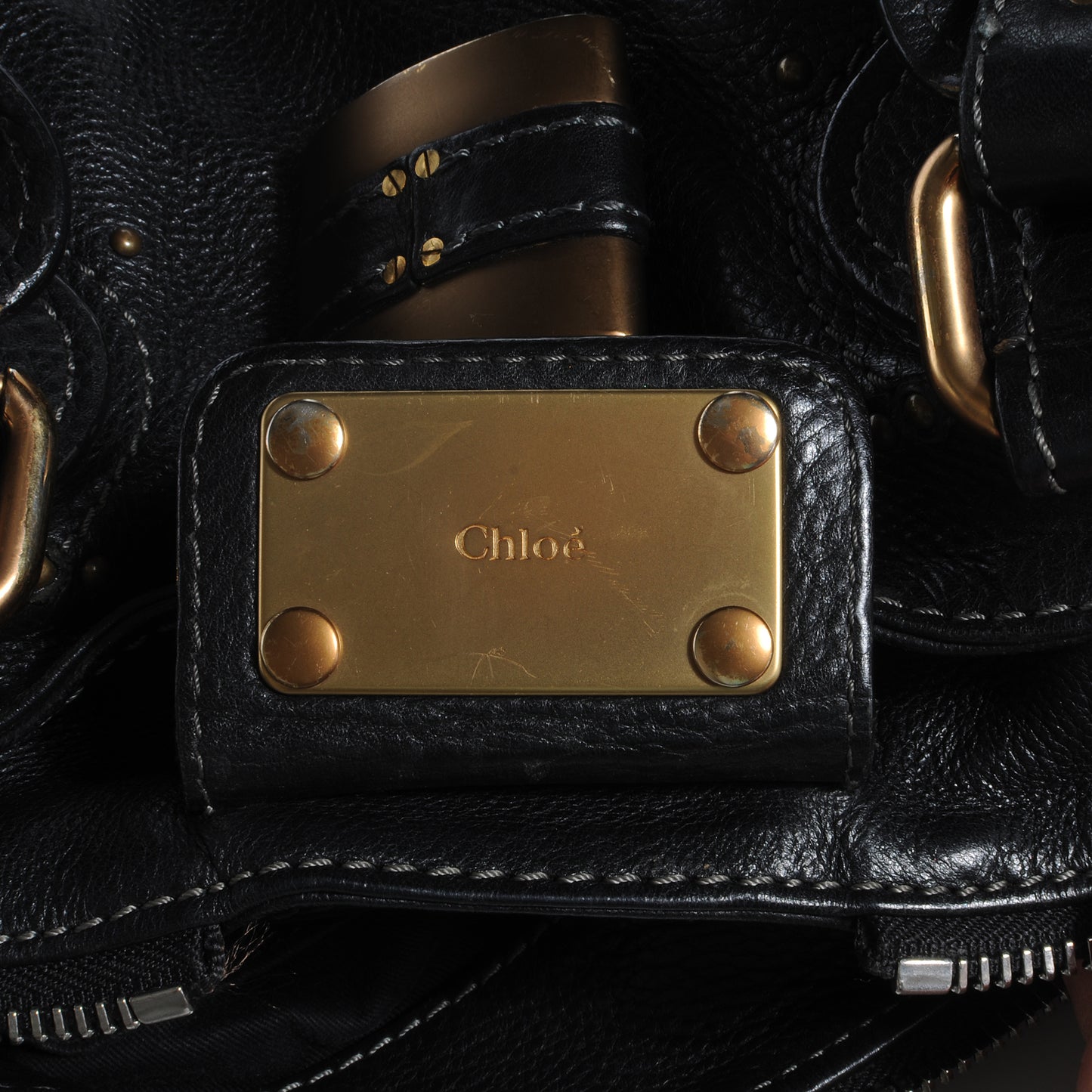 Leather Medium Paddington Satchel Black