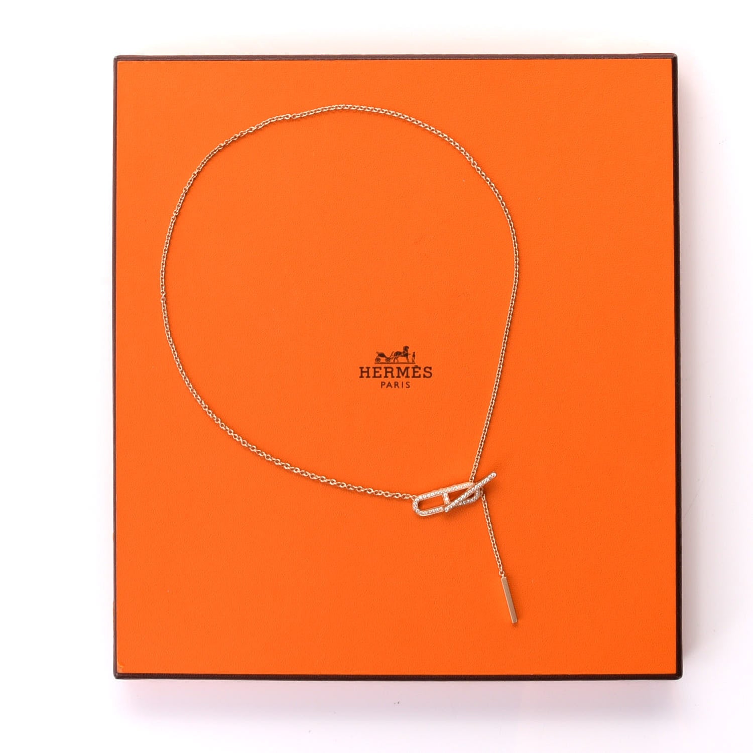 Hermes 18K Rose Gold Diamond PM Ever Chaine D'Ancre Necklace 7 of 7