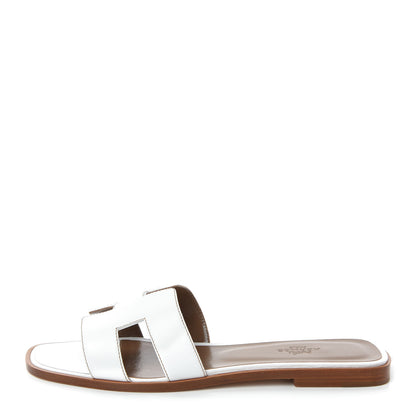 Hermes Box Calfskin Oran Sandals 39 White 1 of 11