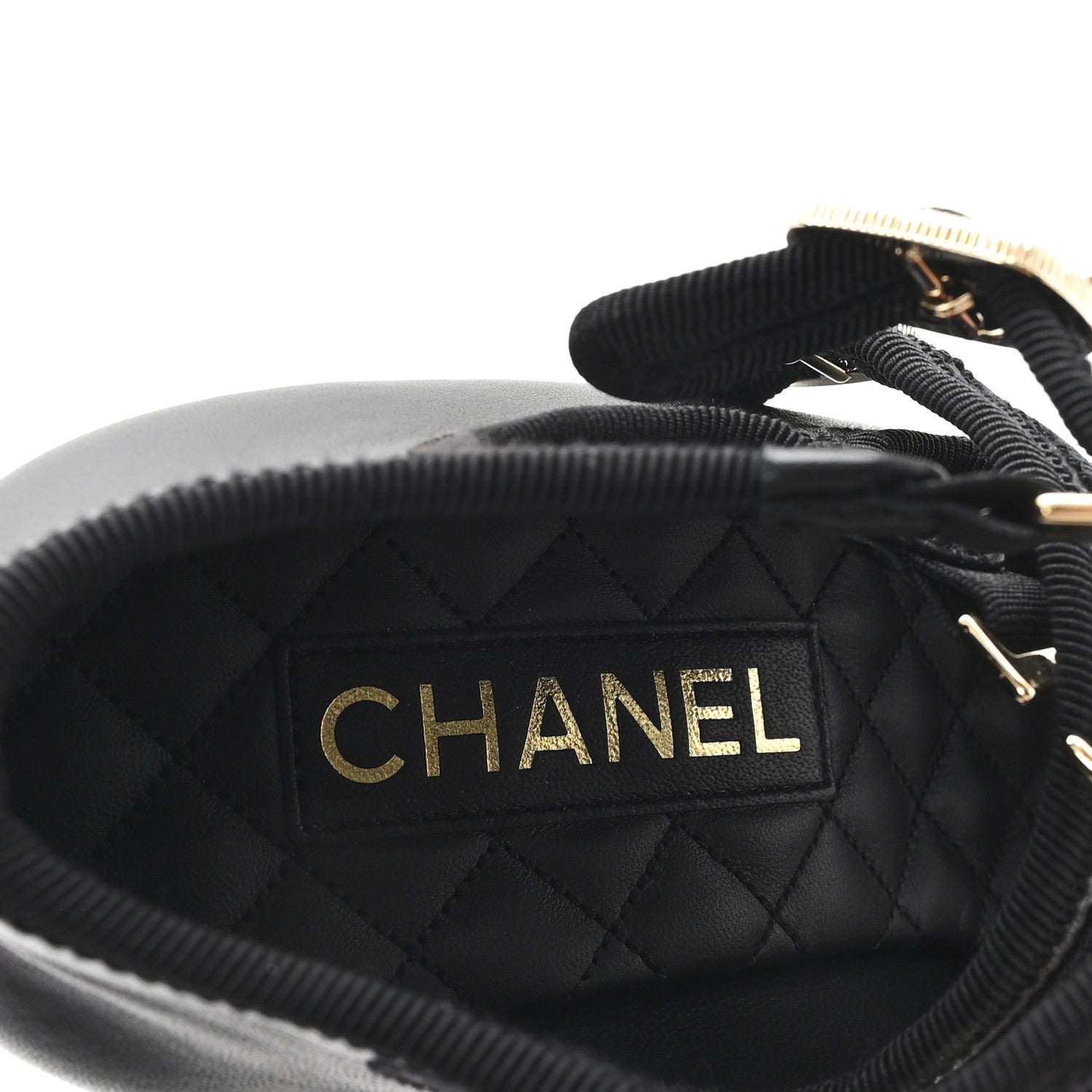 Chanel Lambskin Grosgrain Metal Mary Jane Pumps 39 Black 8 of 10