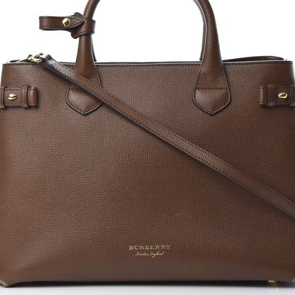 Burberry Grainy Calfskin House Check Medium Banner Tote Tan 9 of 16