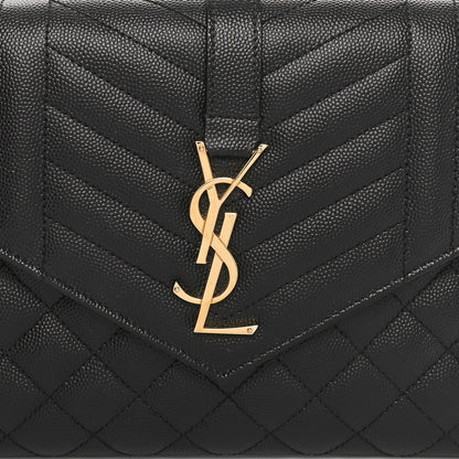 Saint Laurent Grain De Poudre Textured Mixed Matelasse Triquilt Monogram Clutch Black 8 of 10