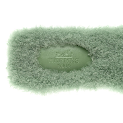Hermes Woolskin Oran Sandals 39 Vert D’Eau 7 of 8