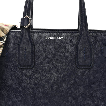 Burberry Grainy Calfskin House Check Small Banner Tote Ink Blue 9 of 11