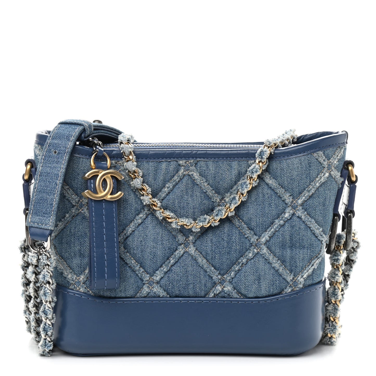 Denim Calfskin Small Gabrielle Hobo Blue