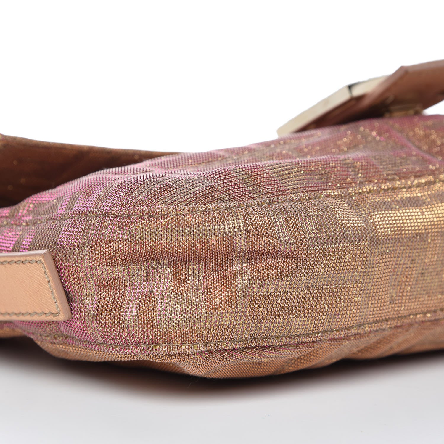 Fendi Metallic Lurex Zucca Vitello Baguette Arancio 5 of 8