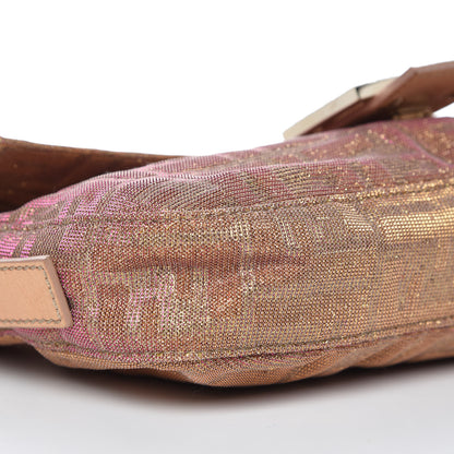 Fendi Metallic Lurex Zucca Vitello Baguette Arancio 5 of 8