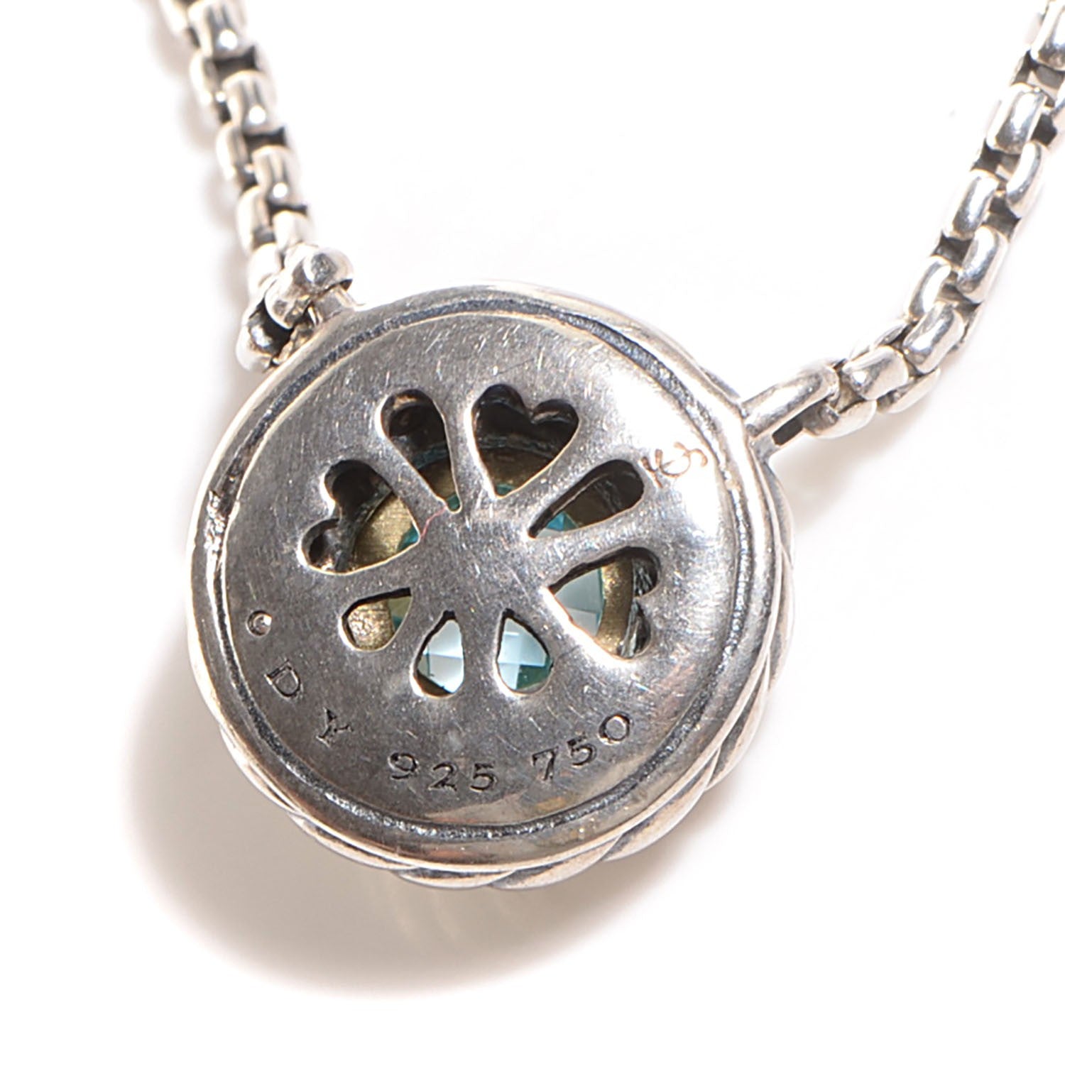 David Yurman Sterling Silver 18K Gold Blue Topaz Color Classics Pendant Necklace 5 of 5