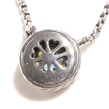 David Yurman Sterling Silver 18K Gold Blue Topaz Color Classics Pendant Necklace 5 of 5