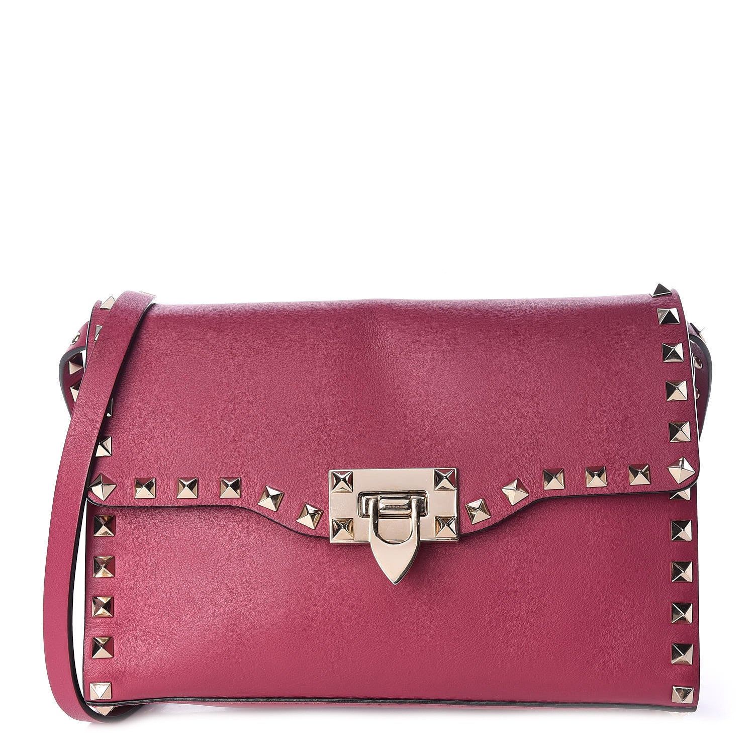 Valentino Garavani Vitello Medium Rockstud Flip Lock Crossbody Bag Fuchsia 1 of 10