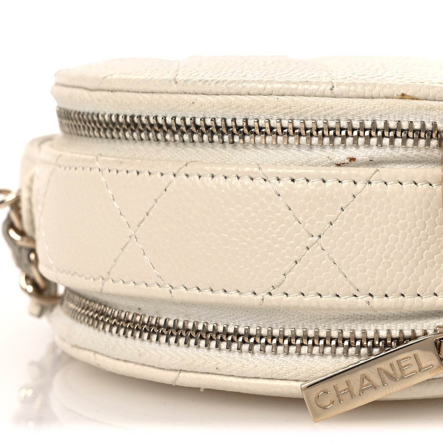 Chanel Caviar Quilted Round Handle With Care Vanity With Chain White 9 of 14