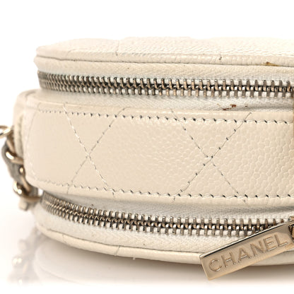 Chanel Caviar Quilted Round Handle With Care Vanity With Chain White 9 of 14