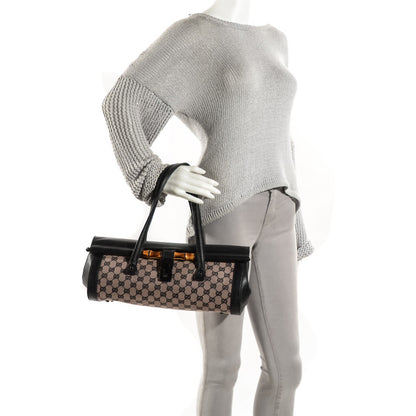 Gucci Monogram Bamboo Bullet Handbag Black 2 of 9
