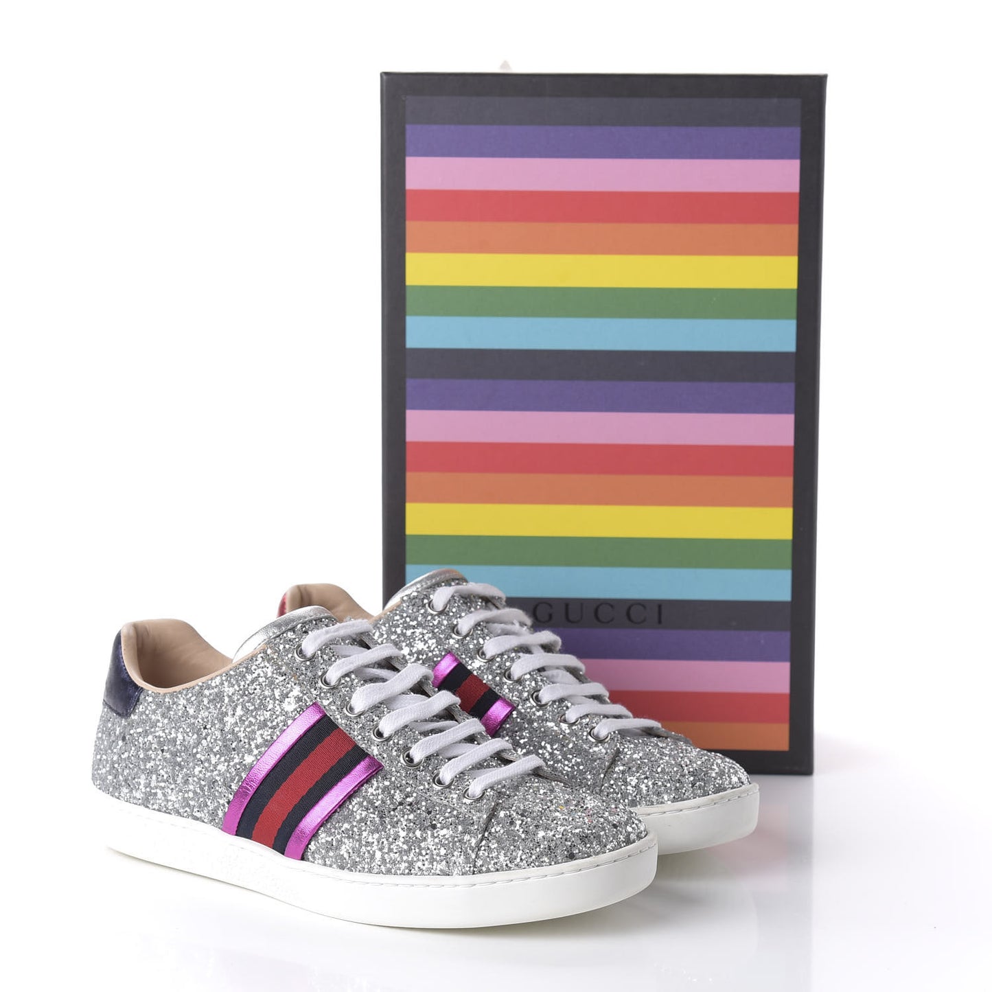 Glitter Web Womens Ace Sneakers 37 Silver