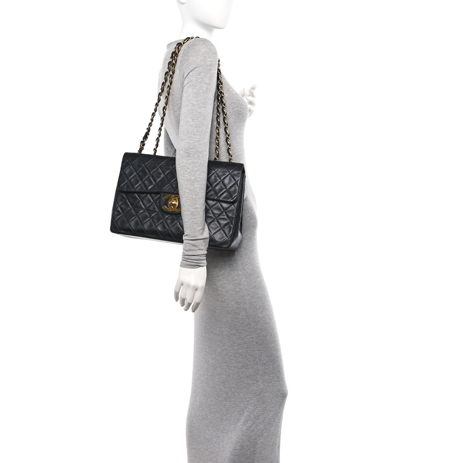 Chanel Lambskin Quilted XL Jumbo Single Flap Black 1540463