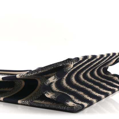 Christian Dior Canvas Embroidered Medium Striped Book Tote Navy 9 of 10