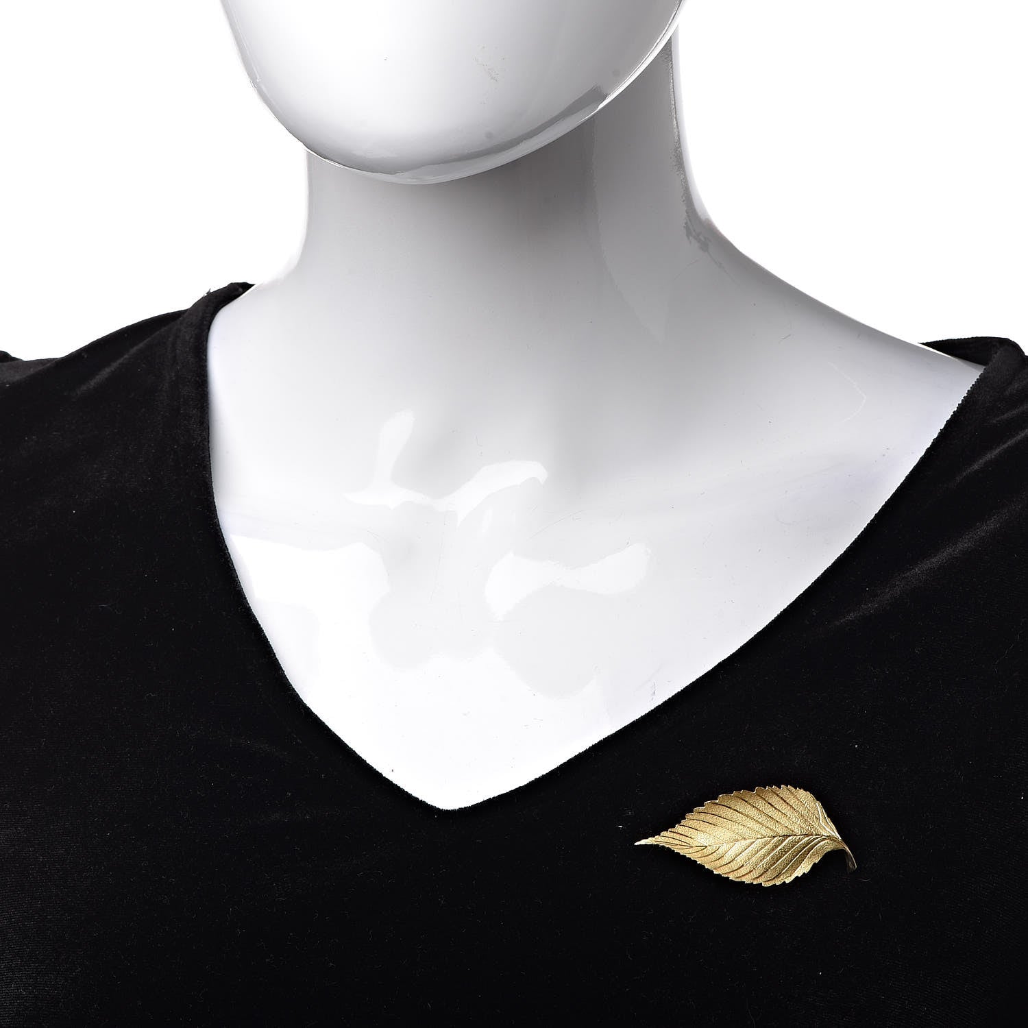 Tiffany 18K Yellow Gold Brushed Leaf Brooch Pin 2 of 4