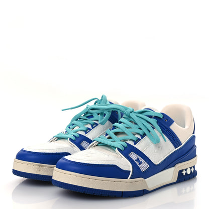 Louis Vuitton Calfskin Embossed Monogram Mens LV Trainer Sneakers 8.5 Blue 4 of 12