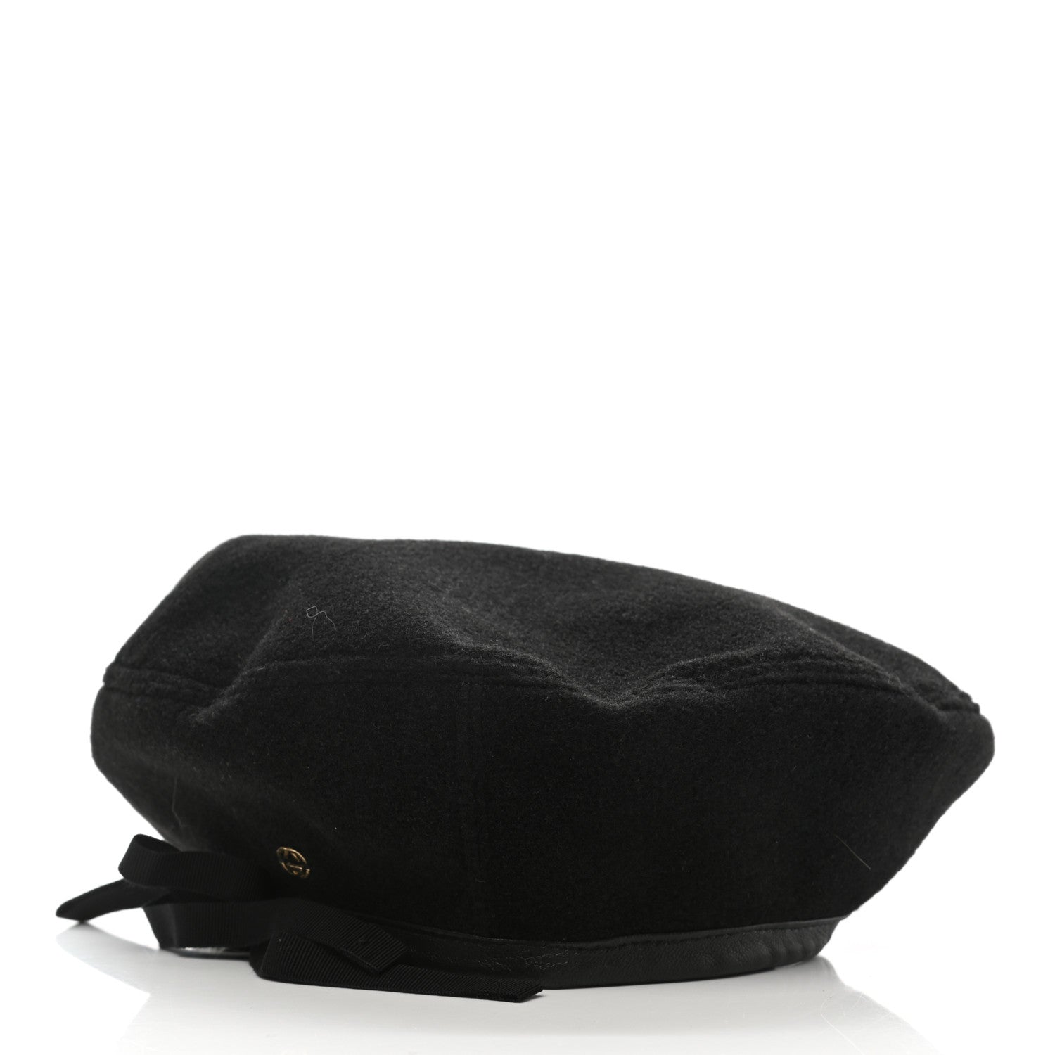 Gucci Felt Embroidered GG Patch Beret Hat L Black 6 of 8