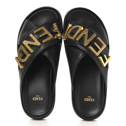 Fendi Vitello Womens Fendigraphy Slide Sandals 36.5 Black 2 of 9