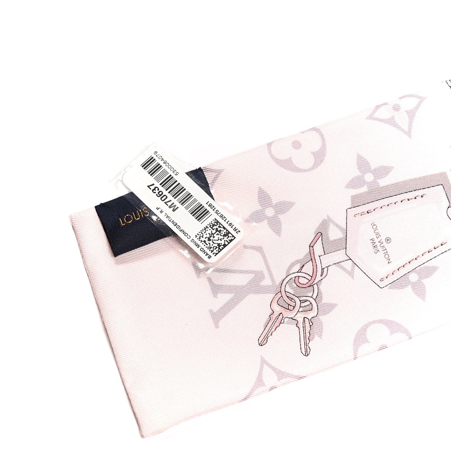Louis Vuitton Silk Monogram Confidential Bandeau Light Pink Porcelain Rose Beige Ebony 3 of 4