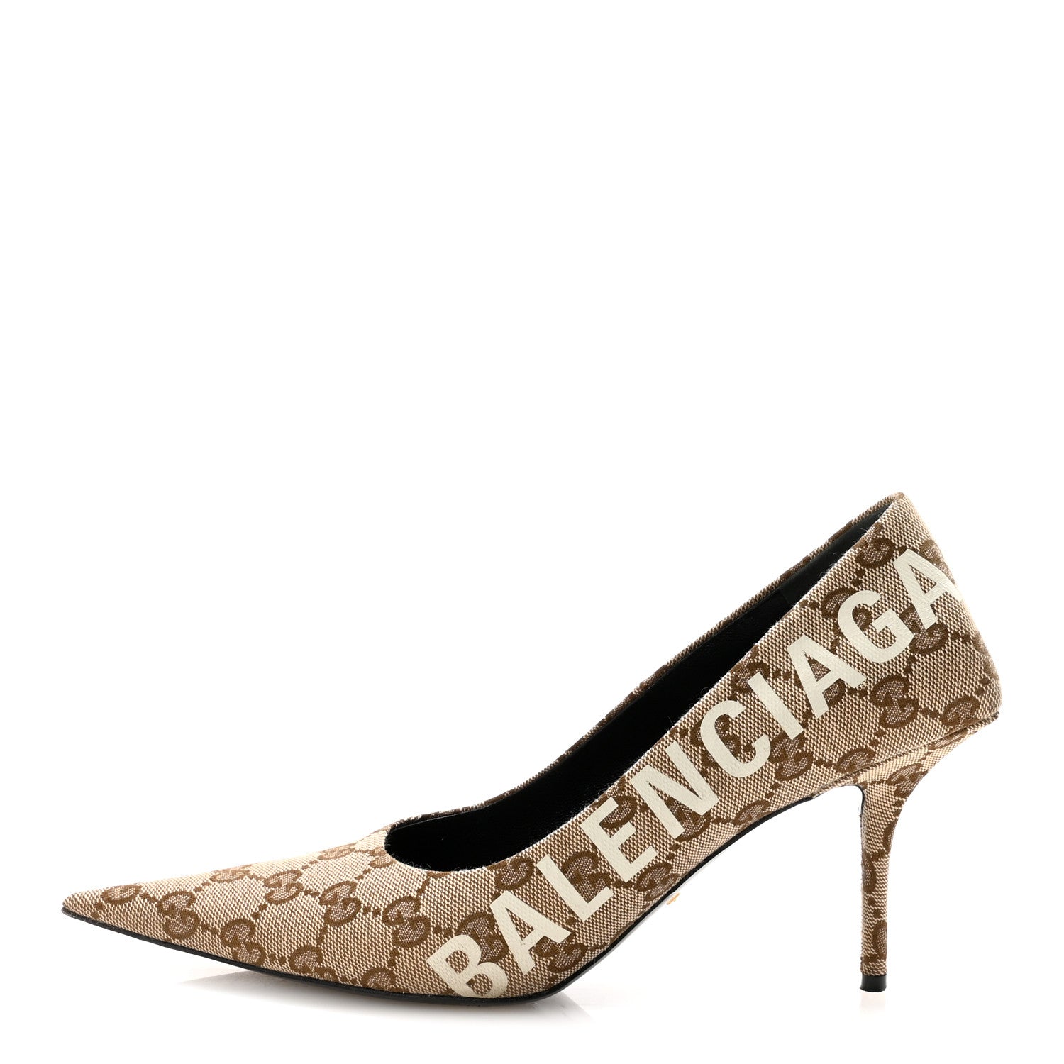 Balenciaga X GUCCI GG Monogram Square Knife 80mm Pumps 39 Beige Ebony 1 of 7