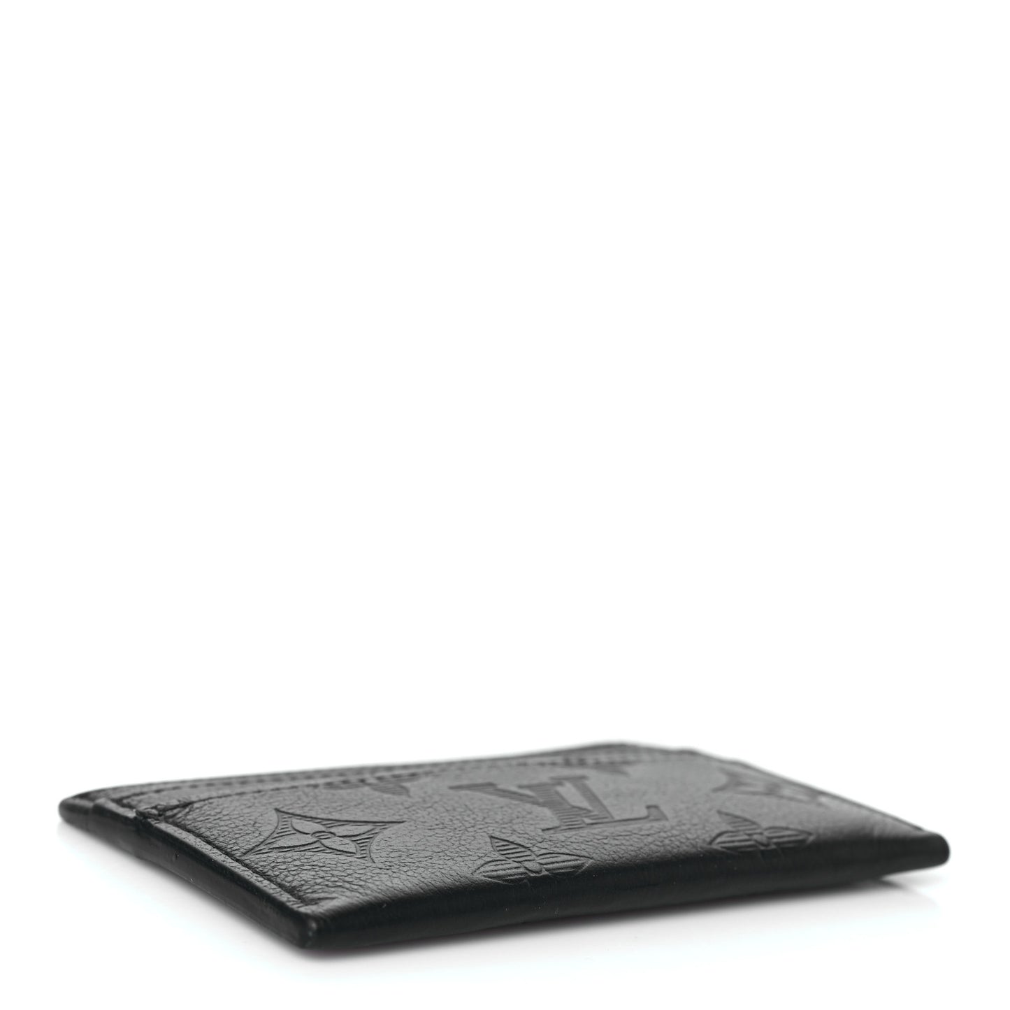 Calfskin Monogram Shadow Double Card Holder Black