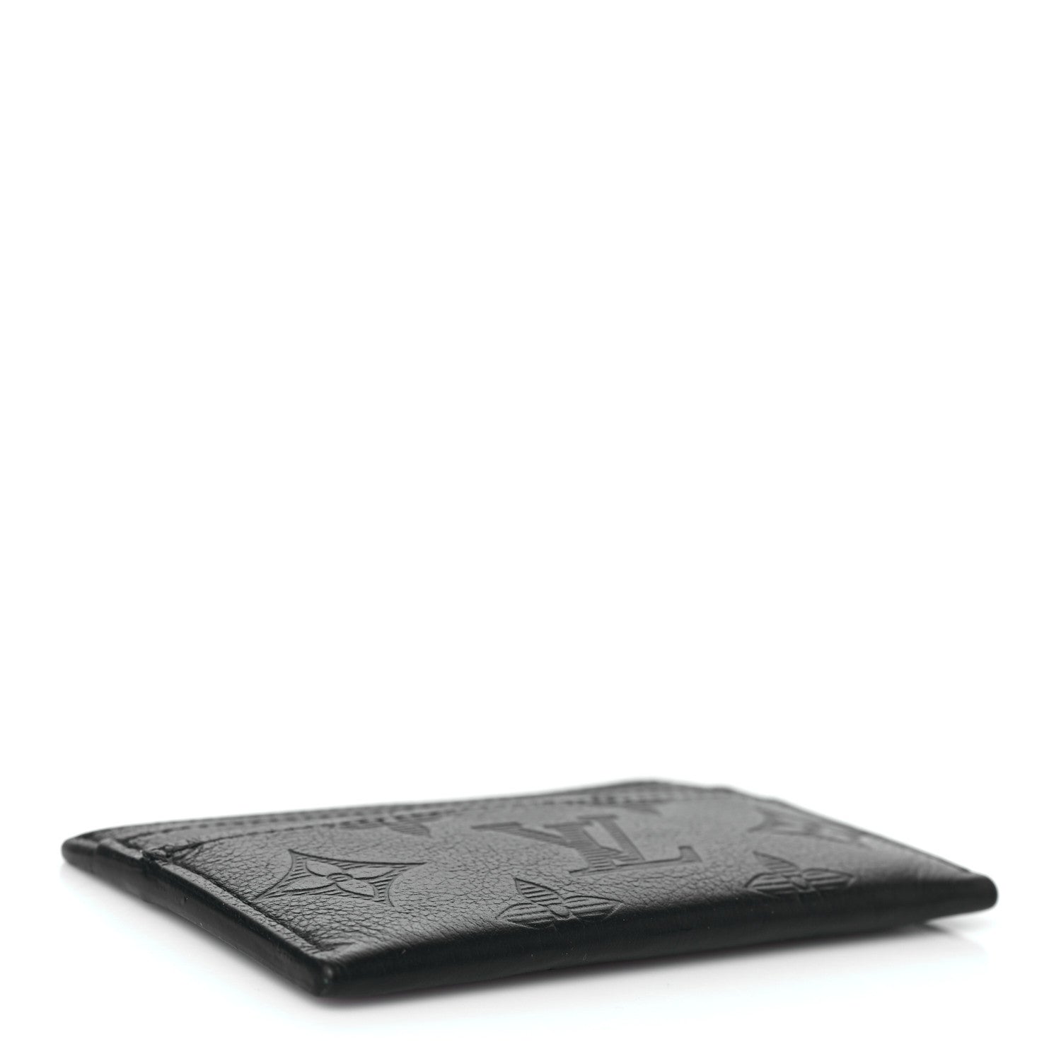 Louis Vuitton Calfskin Monogram Shadow Double Card Holder Black 4 of 7