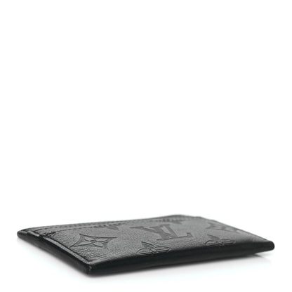 Louis Vuitton Calfskin Monogram Shadow Double Card Holder Black 4 of 7