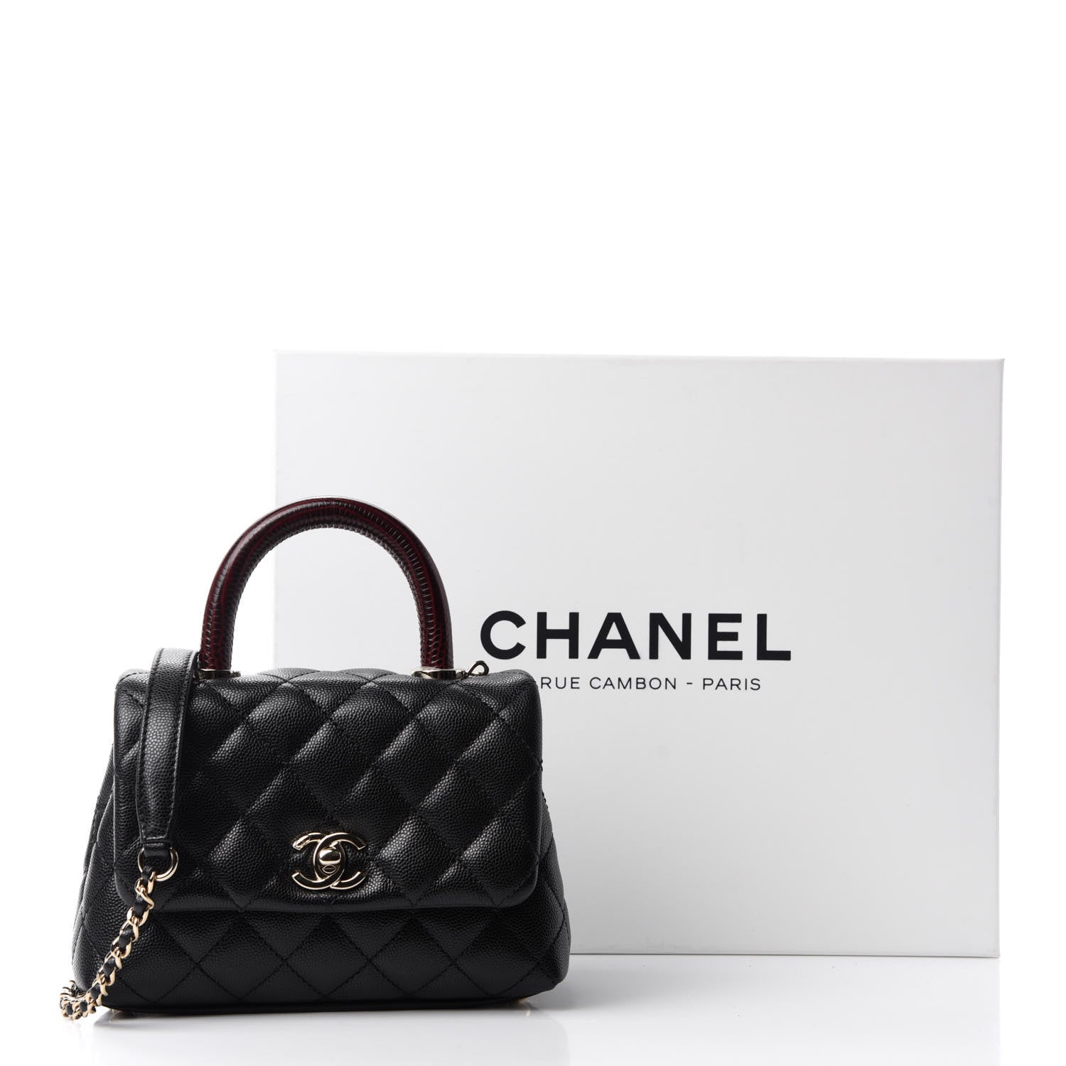 Chanel Caviar Lizard Embossed Quilted Extra Mini Coco Handle Flap Black 11 of 11