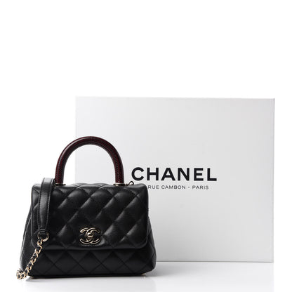 Chanel Caviar Lizard Embossed Quilted Extra Mini Coco Handle Flap Black 11 of 11