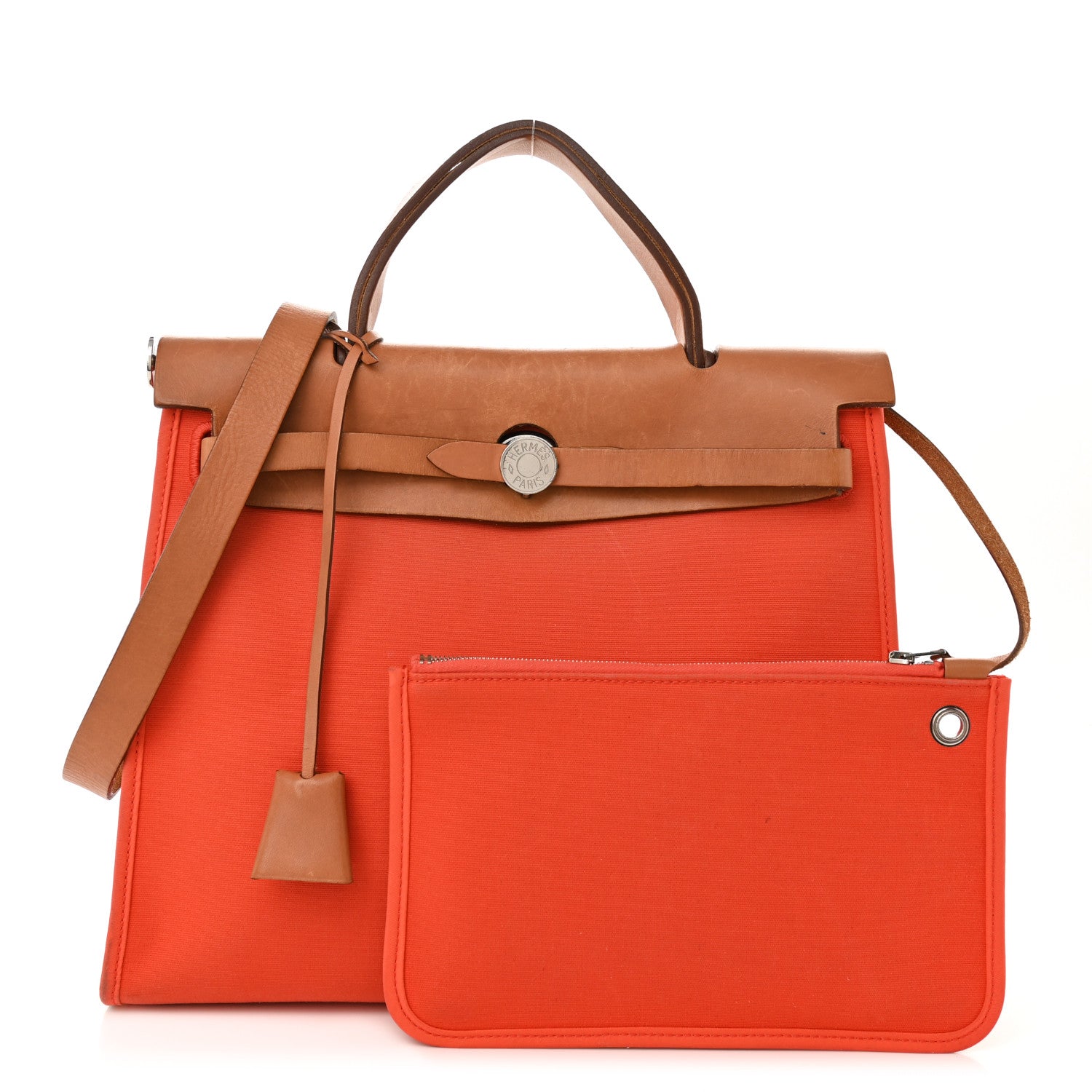 Hermes Vache Hunter Toile Herbag Zip 31 PM Capucine Fauve 1 of 14