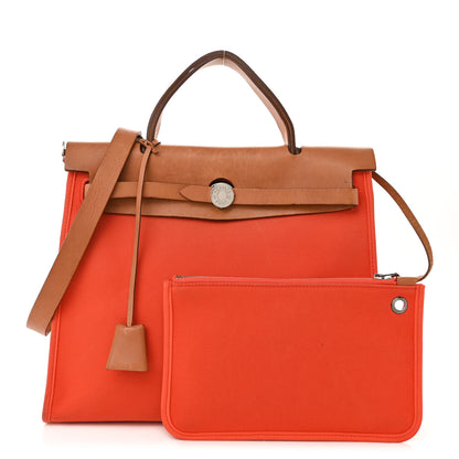 Hermes Vache Hunter Toile Herbag Zip 31 PM Capucine Fauve 1 of 14
