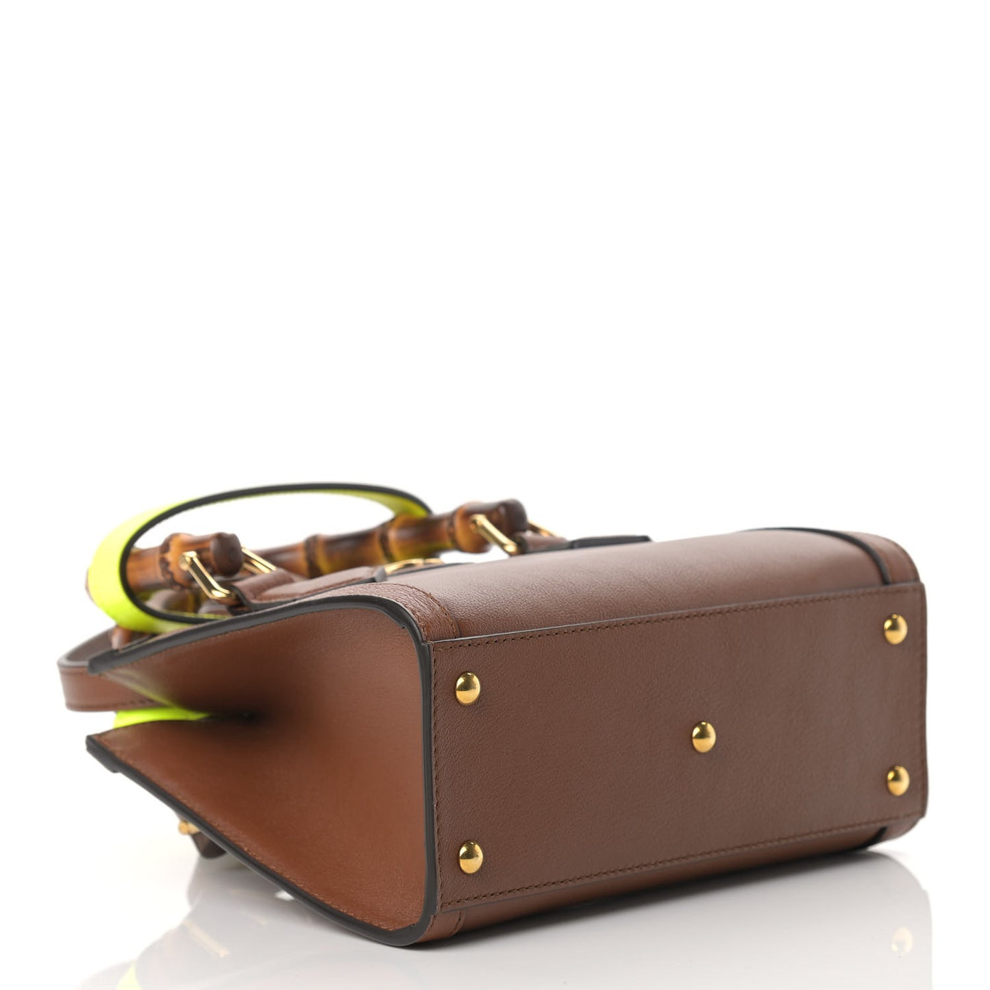 Wonka Grain Calfskin Mini Diana Tote Bag Cuir Yellow Fluo