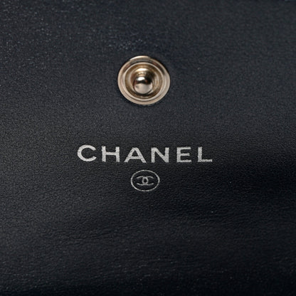 Chanel Goatskin Camellia Embossed Flap Card Holder Wallet Dark Blue 4 of 7