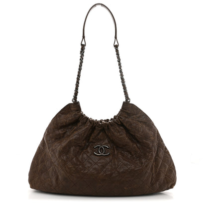 Chanel Distressed Glazed Caviar Quilted Large Elastic Tote Brown 1 of 14