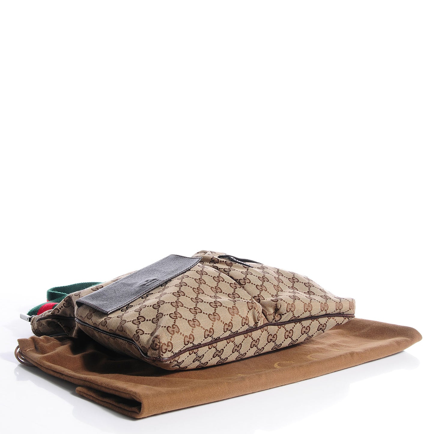 Monogram Web Medium Double Pocket Messenger Bag Dark Brown