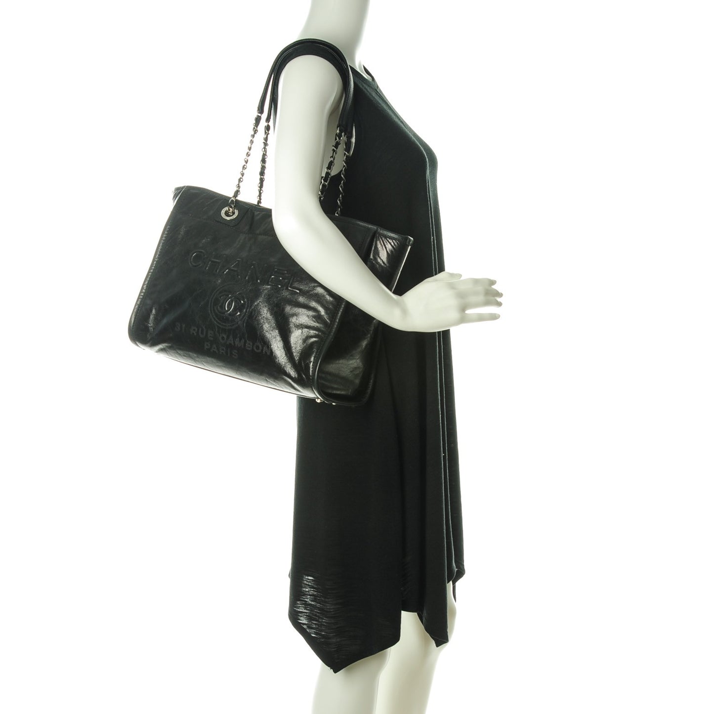 Calfskin Small Deauville Tote Black