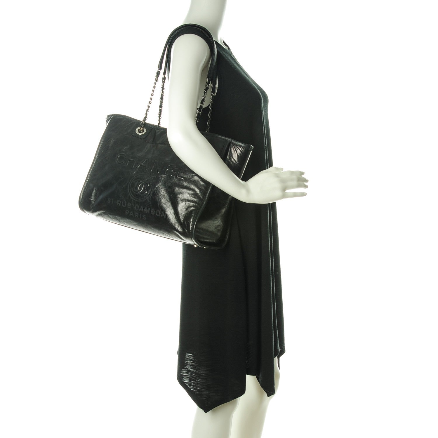 Chanel Calfskin Small Deauville Tote Black 4 of 7