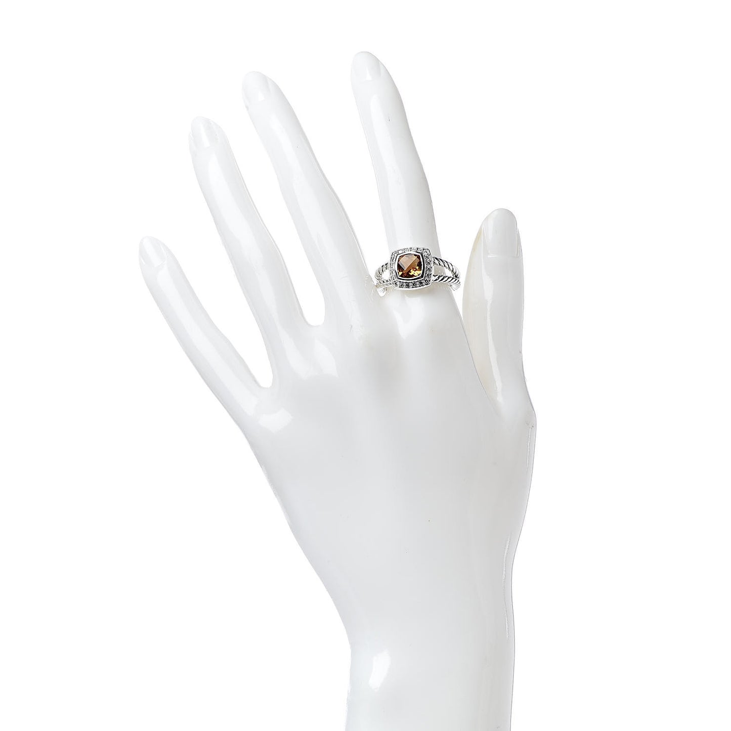 Sterling Silver Diamond Citrine 7mm Petite Albion Ring 57 8