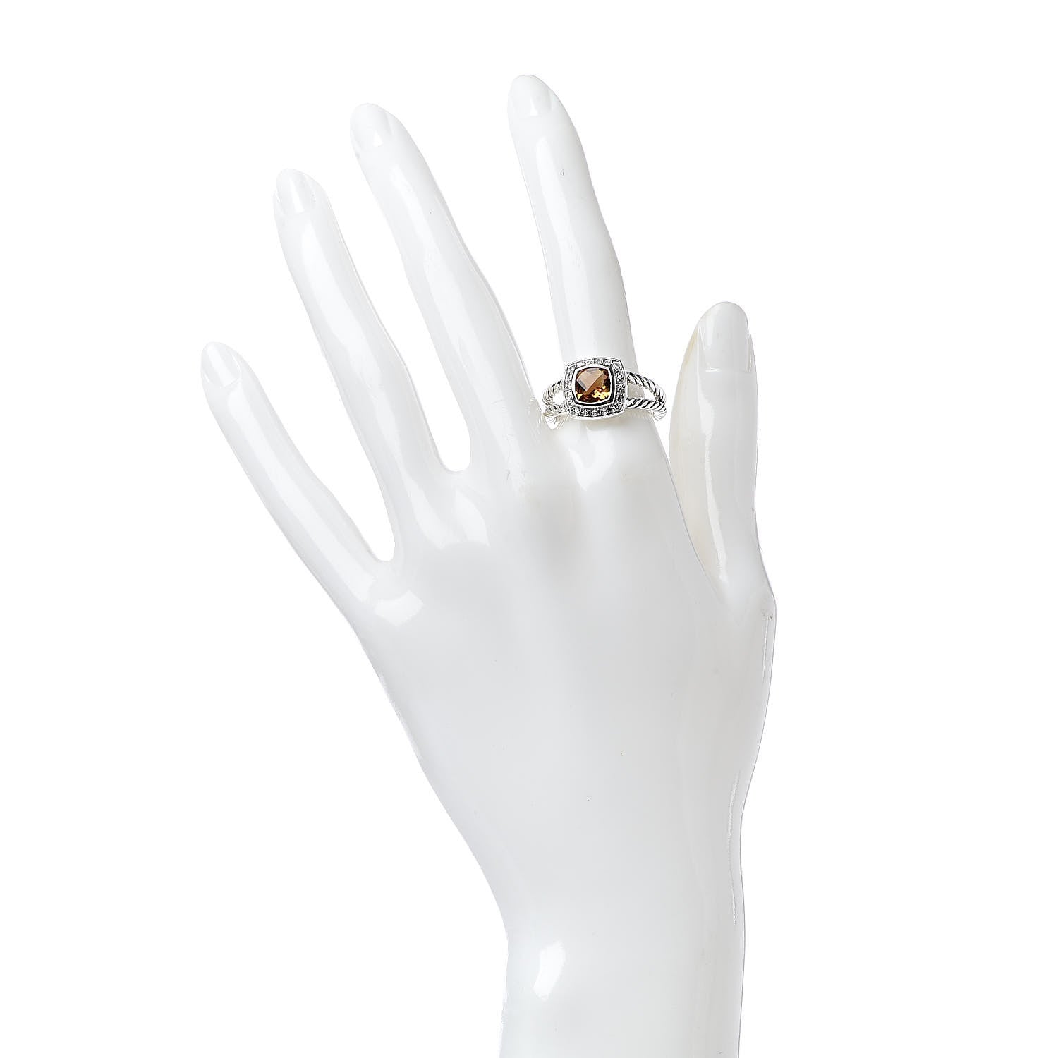 David Yurman Sterling Silver Diamond Citrine 7mm Petite Albion Ring 57 8 2 of 6