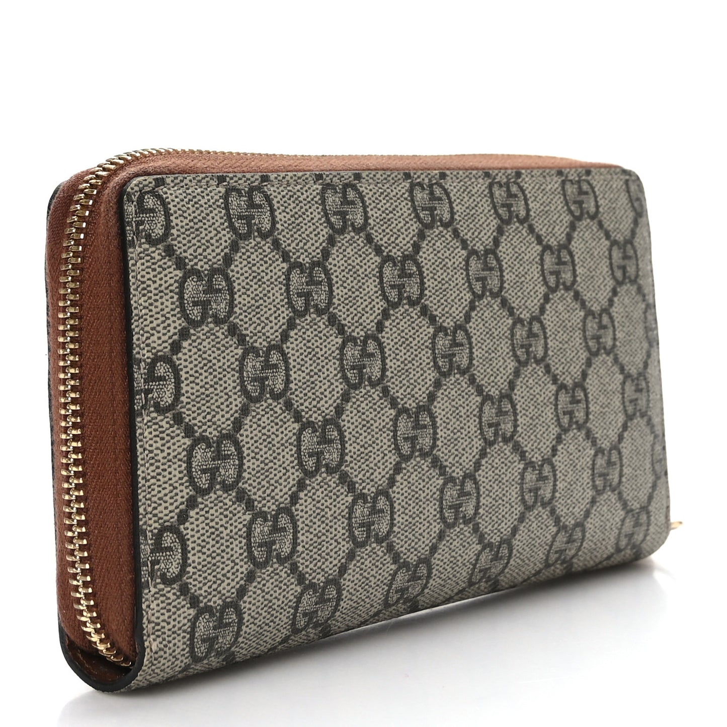 GG Supreme Monogram Cuoio Toscano Zip Around Wallet Beige Ebony Cuir
